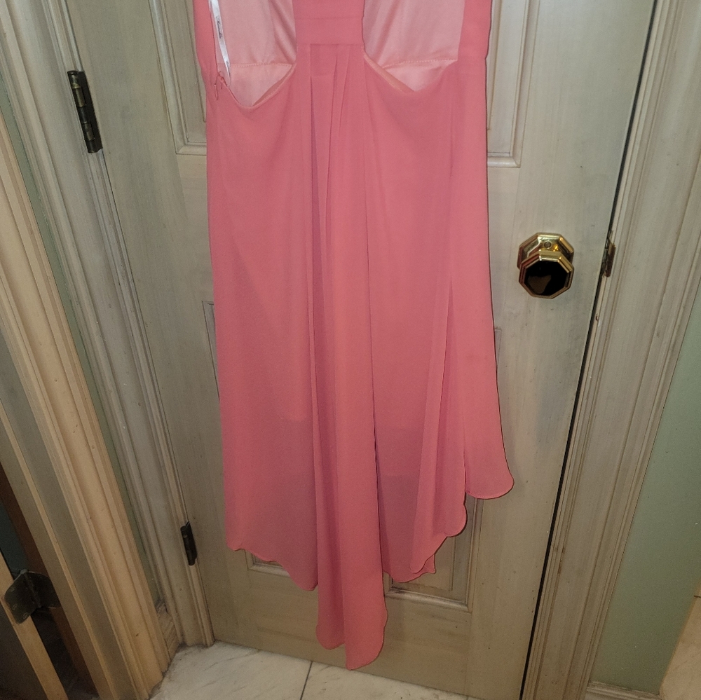 Misses Sz L Coral Dress Marineblu Sleeveless Partial Open Back Longer In Back - Picture 4 of 8